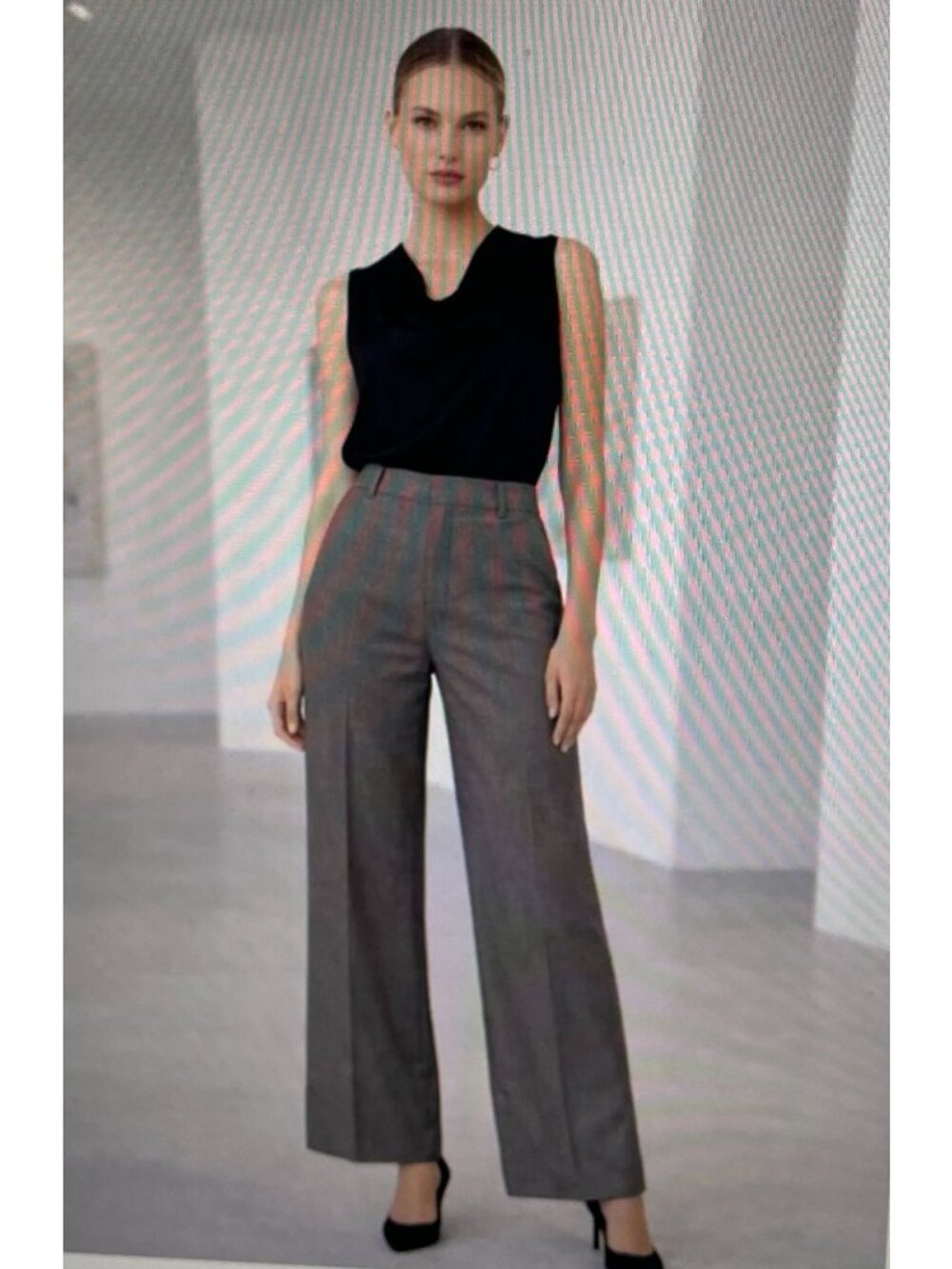 Banana Republic Jackson Fit Stretch Wool Blend Wide Leg Trousers Women’s Size 4